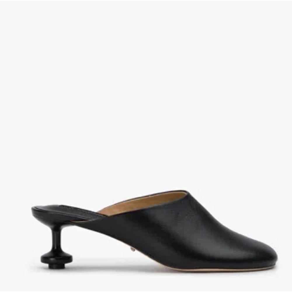 Tony Bianco orbits Black Leather Sculpted Heel Mules size 8.5